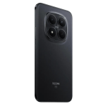 Rear view of a black Redmi smartphone showing a quad-camera module and 5G badge on the back
