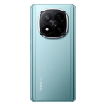 Back view of a teal smartphone with a square camera module housing multiple lenses and a glossy finish] (informative image)