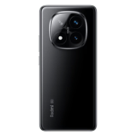 Back view of a black smartphone with a large square camera module containing three lenses.