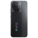 Back view of a black Google smartphone with a large square camera bump on the top left and a multicolored Google logo running vertically down the back
