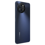 Blue Blackview smartphone back with circular camera module and dual/quad lenses cluster, brand text along lower left edge.