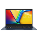 Front view of an ASUS Vivobook laptop with a bright, colorful display and black bezel behind it.