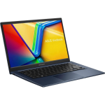ASUS VivoBook laptop open at an angle with a vibrant rainbow-colored screen and visible keyboard