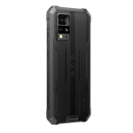 Rugged black protective smartphone case shown from the back, with reinforced corners and a large camera module visible at the top left area of the case.