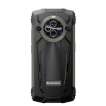 Rugged Blackview smartphone with a round, watch‑style display on the back and heavy armor casing.