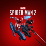 Promotional image featuring three Spider-Man characters leaping forward against a red gradient, with the Marvel logo and 'SPIDER-MAN 2' text above them.