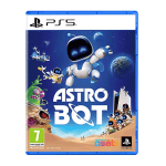 PS5 game cover for Astro Bot Rescue Mission with space-themed artwork and friendly robots in space.
