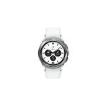 Silver wristwatch with white strap and white dial, black subdials, red second hand, and a chrome bezel (brand 'Initial').