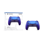 Blue PlayStation 5 DualSense wireless controller beside its white packaging box, showing the Sony branding.