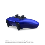 Blue game controller viewed from below, showing two analog sticks and part of the buttons on a white background.