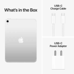 Back of a white iPhone with Apple logo, beside the text 'What’s in the Box'.